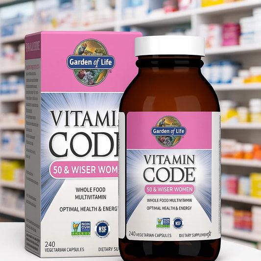 Garden of Life Multivitamin for Women 50 & Over, Vitamin Code Women 50 & Wiser Multi - 240 Capsules with Vitamins A, B, C, D3, E & K, CoQ10, Probiotics & Enzymes Nirvana Guru