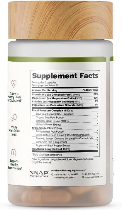 Snap Supplements Heart Health Supplements and Blood Circulation Supplements, 180 Capsules - Nirvana Guru