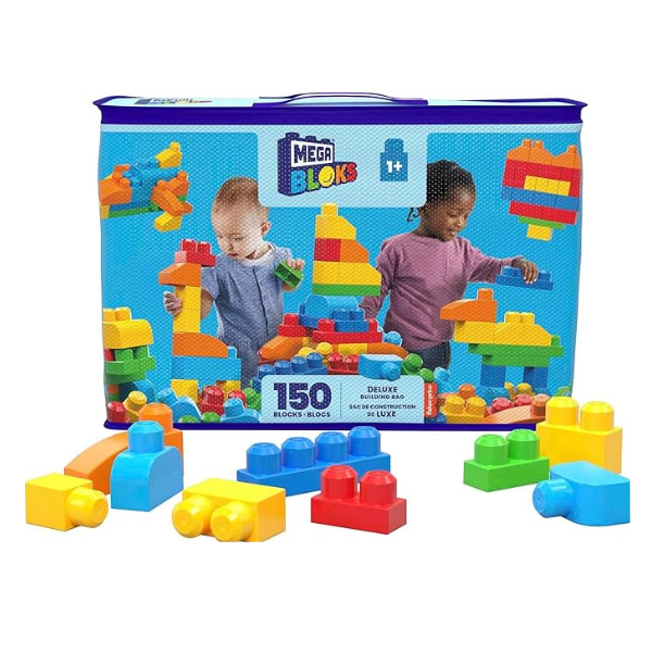 MEGA BLOKS First Builders Toddler Blocks Toys Set, Deluxe Building Bag with 150 Pieces and Storage, Blue, Ages 1+ Years Nirvana Guru