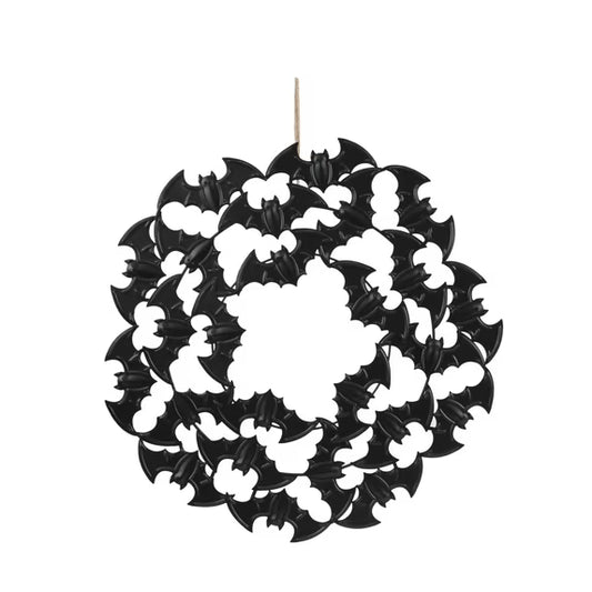 Way to Celebrate 21.50-Inch Black Metal Bat Wreath Décor – Halloween Decoration nirvanaguru