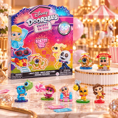 Disney Doorables Ticket to Fun Multi Peek, Festival-Themed Collectible Figures with 5, 6, or 7 Surprise Toys, Ages 5+