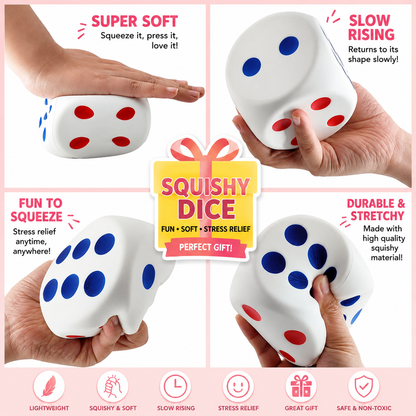 funny squee Large Dice Stress Ball - 3.1 Inches Foam Dice Squishies Toys for Kids Board Game - to Get Your Lucky Numbers!