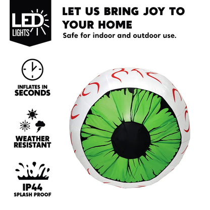 Joyfy 2 Pack Halloween Inflatable Huge Green Eyeballs with Build-in LEDs Halloween Blow up Yard Decorations,3 FT Diameter nirvanaguru