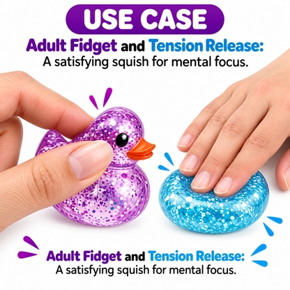 2Pcs Glitter Mini Duck Squishies - Soft Slow Rising Ducks Fidget Toys Stress Balls - Adult Relieve Anxiety Squishies Duck Stress Squeeze Toys - Suitable for Halloween - Christmas - Party Supplies