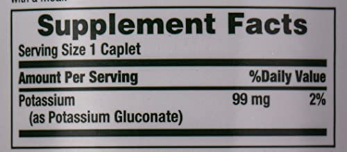 Nature's Bounty Potassium 99mg, Supports Fluid Balance and Muscle Activity, Involved in Normal Heart Function, Potassium Gluconate Dietary Supplement, Gluten Free, 1 Per Day, 100 Vegetarian Caplets Nirvana Guru