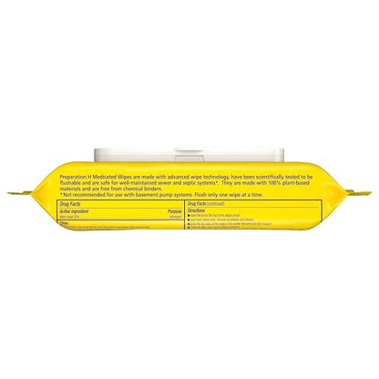 Preparation H Hemorrhoid Flushable Wipes with Witch Hazel for Skin Irritation Relief - 48 Count (Pack of 4)