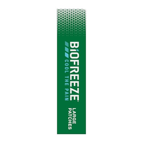 Biofreeze Large Pain Relief Patches, Menthol Pain Patches for Lower Back, Neck, Knee, & Shoulder, Comfortable & Flexible Fabric Stays in Place, FSA Eligible, 5 ct