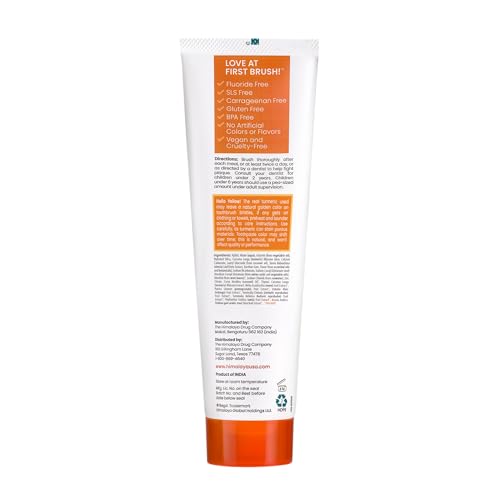Himalaya Botanique Turmeric & Coconut Oil Whitening Antiplaque Herbal Toothpaste, Whitens Teeth, Fluoride Free, No Artificial Flavors, SLS Free, Vegan, Cruelty Free, Foaming, Mint Flavor, 4 Oz, 1 Pack - Nirvana Guru