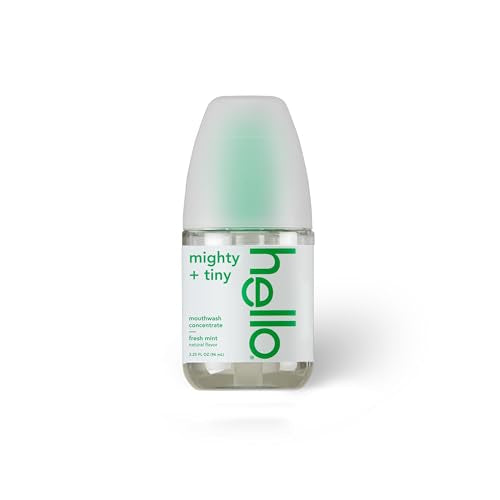 Hello Fresh Mint Mouthwash Concentrate, Alcohol Free for Bad Breath, Travel Size Mouthwash Made with Coconut Oil and Tea Tree Oil, Helps Freshen Breath, 2 Pack, 3.25 Oz Pump Bottles Nirvana Guru