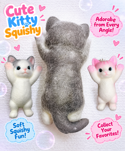 3D Chubby Cat Squishy for Stress Relief - Hyper realistic Cat Squeeze Sensory Tool for Adults & Teens 16+ - Ultra-Soft Decompression Fidget Toy - Cute Collectible Desk Decor (Gray)