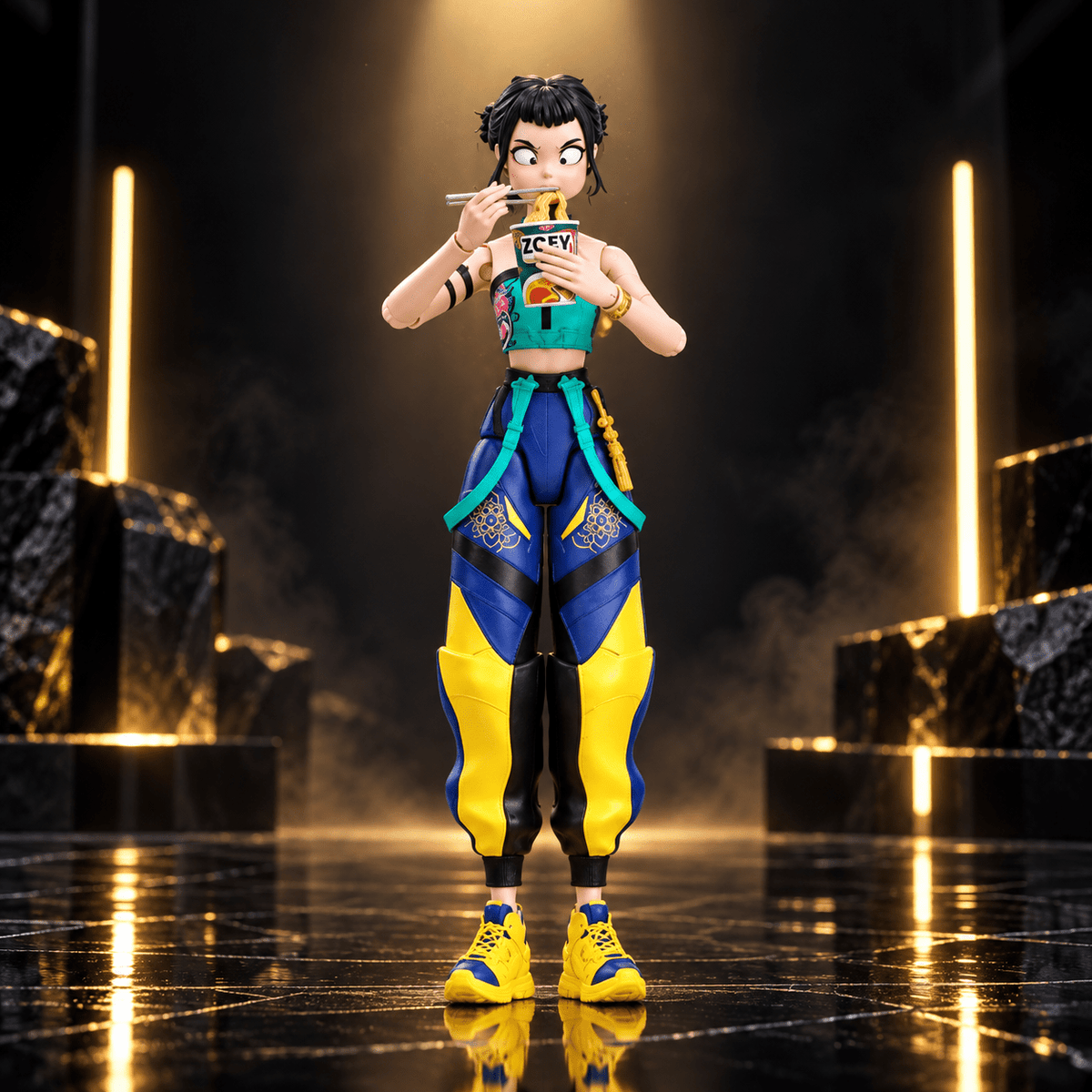 KPop Demon Hunters HUNTR/X Zoey 5.6-inch Action Figure with Accessories & Swappable Faces