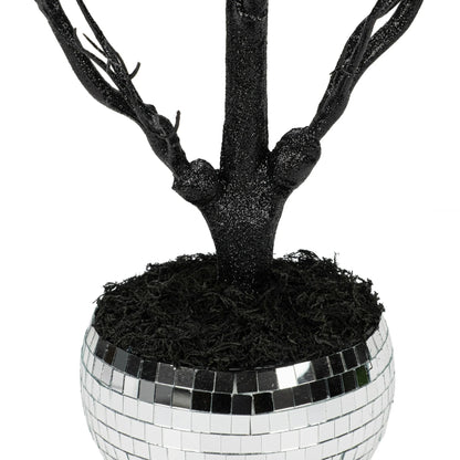 Ghostly Disco Tree Tabletop Decor, Silver & Black, 18", Halloween by Way To Celebrate nirvanaguru
