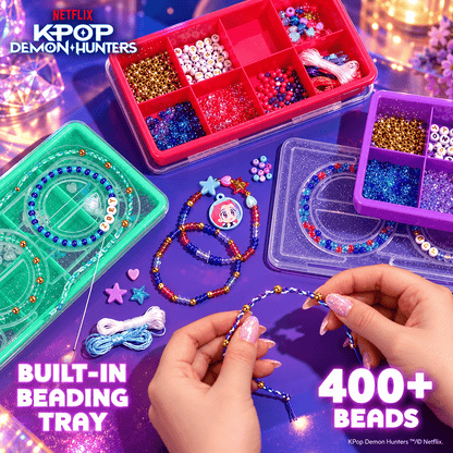 KPop Demon Hunters Bracelet Making Combo – Sparkle Bracelet Kit + Rumi, Mira & Zoey Friendship Bracelet 3-Pack