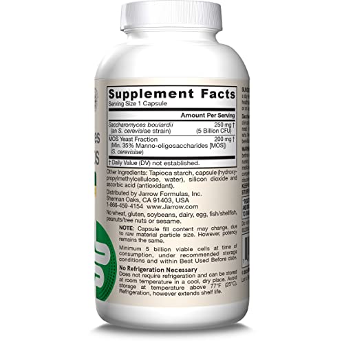 Jarrow Formulas Saccharomyces Boulardii Probiotics + MOS 5 Billion CFU Probiotic Yeast for Intestinal Health Support, Gut Health Supplements for Women and Men, 180 Veggie Capsules, 180 Day Supply - Nirvana Guru