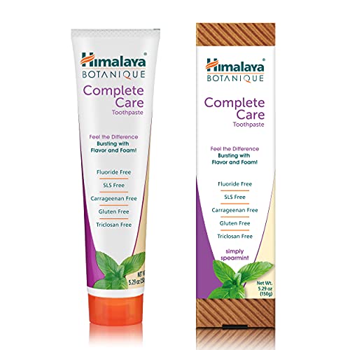 Himalaya Botanique Complete Care Toothpaste, Variety Pack - Fluoride Free Toothpaste for Clean Teeth & Fresh Breath - Vegan, Gluten Free, No Artificial Flavors, 5.29 oz (Pack of 4) - Nirvana Guru