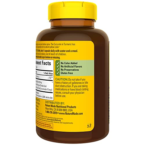 Nature Made Turmeric Curcumin 500 mg, Herbal Supplement for Antioxidant Support, 120 Capsules, 120 Day Supply - Nirvana Guru