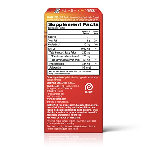 MegaRed - Omega-3 Krill Oil 350mg Softgels (130 Count in A Bottle), EPA & DHA Omega-3 Fatty Acids with No Fishy Aftertaste Unlike Fish Oil, Contains Antioxidant Astaxanthin - Nirvana Guru