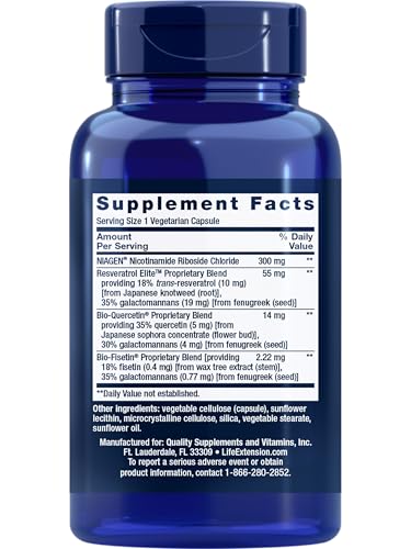 Life Extension NAD+ Cell Regenerator and Resveratrol Elite, NIAGEN nicotinamide riboside, Trans-resveratrol, quercetin, Fisetin, for Longevity, Energy, and oxidative Stress, 30 Vegetarian Capsule Nirvana Guru
