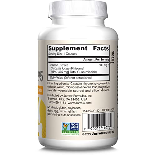 Jarrow Formulas Turmeric Curcumin Supplement - Curcumin 95, Turmeric Supplements, 500 mg for Antioxidant & Joint Support, 120 Capsules - Nirvana Guru