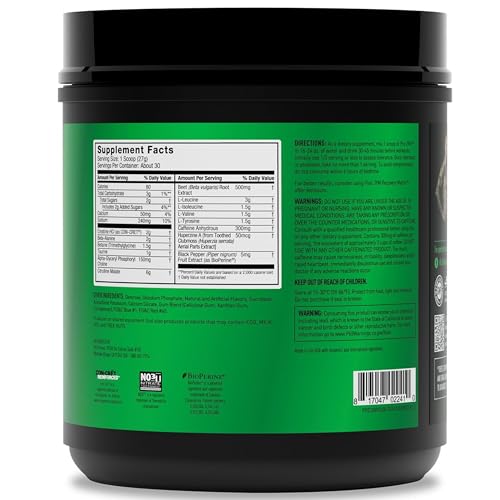 JYM Supplement Science Pre JYM Strawberry Kiwi Pre Workout Powder - BCAAs, Nootropics, Creatine HCI, Citrulline, Beta-Alanine, Betaine, Taurine, Huperzine 30 Servings Nirvana Guru
