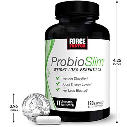 FORCE FACTOR ProbioSlim Weight Loss Essentials Complete Daily Digestive Health and Weight Loss Probiotic Supplement for Women and Men with Electrolytes and Green Tea Extract, 120 Capsules - Nirvana Guru