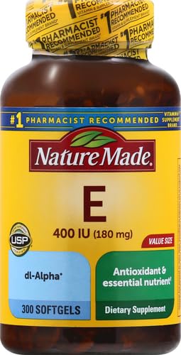 Nature Made Vitamin E 180 mg (400 IU) dl-Alpha, Dietary Supplement for Antioxidant Support, 300 Softgels, 300 Day Supply - Nirvana Guru