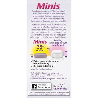 Caltrate Minis 600 Plus D3 Plus Minerals Calcium and Vitamin D Supplement Tablets, Bone Health and Mineral Supplement for Adults - 150 Count Nirvana Guru