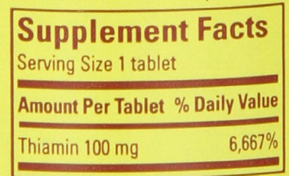 Nature Made Vitamin B1 100 mg, Dietary Supplement for Energy Metabolism Support, 100 Tablets, 100 Day Supply - Nirvana Guru