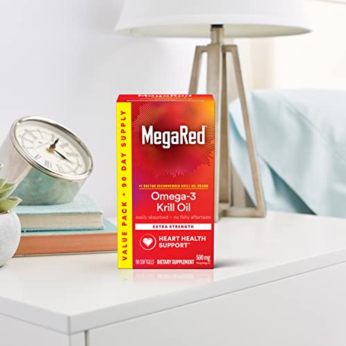 MegaRed - Omega-3 Krill Oil 350mg Softgels (130 Count in A Bottle), EPA & DHA Omega-3 Fatty Acids with No Fishy Aftertaste Unlike Fish Oil, Contains Antioxidant Astaxanthin - Nirvana Guru