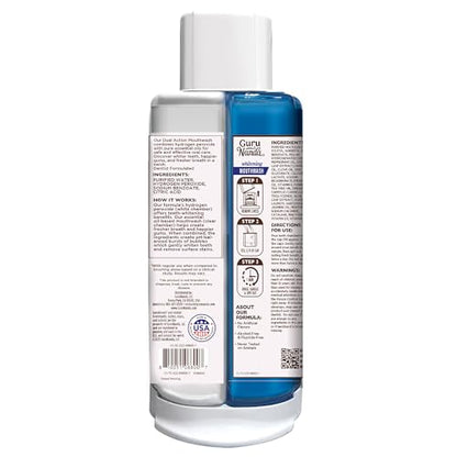 GuruNanda Teeth Whitening Dual Barrel Oxyburst Mouthwash - Alcohol & Fluoride Free, Hydrogen Peroxide to Promote Whiter Teeth - Wild Mint - 20 Fl Oz Nirvana Guru