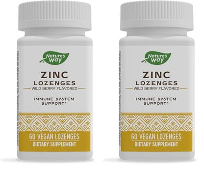 Nature's Way Zinc Lozenges with Vitamin C & Echinacea, Immune Support*, 23 mg of Zinc & 100 mg of Vitamin C per Serving, Wild Berry Flavored, 60 Lozenges (Packaging May Vary) - Nirvana Guru