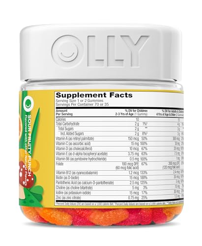OLLY Kids Multivitamin Gummy Worms, Overall Health and Immune Support, Vitamins and Minerals A, C, D, E, Bs and Zinc, Chewable Supplement, Sour Fruit Punch, 45 Day Supply (70 Count) Nirvana Guru