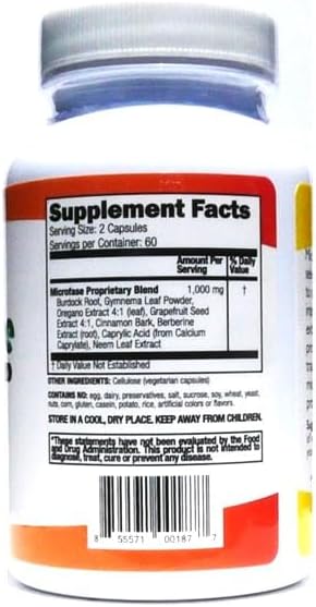 Microfase-Premium Herbal Formula - Intestinal Cleanse to Support Balanced Flora Levels - 120 Capsules Nirvana Guru