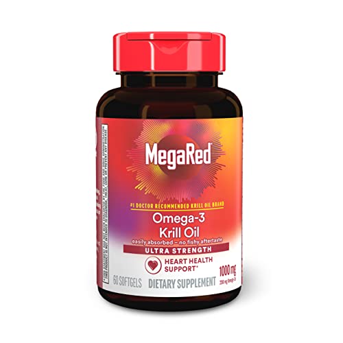 MegaRed - Omega-3 Krill Oil 350mg Softgels (130 Count in A Bottle), EPA & DHA Omega-3 Fatty Acids with No Fishy Aftertaste Unlike Fish Oil, Contains Antioxidant Astaxanthin - Nirvana Guru