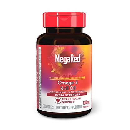 MegaRed - Omega-3 Krill Oil 350mg Softgels (130 Count in A Bottle), EPA & DHA Omega-3 Fatty Acids with No Fishy Aftertaste Unlike Fish Oil, Contains Antioxidant Astaxanthin - Nirvana Guru