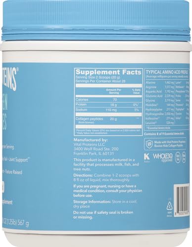 Vital Proteins, Unflavored Collagen Peptides, 20 Ounce - Nirvana Guru