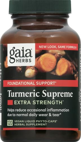 Gaia Herbs Turmeric Supreme Extra Strength - Supports Occasional Swelling from Normal Wear & Tear - with Turmeric Curcumin & Black Pepper - 60 Vegan Liquid Phyto-Capsules (Up to 60-Day Supply) - Nirvana Guru