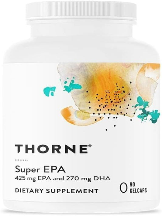 THORNE Super EPA - Omega-3 Fatty Acids EPA 425mg & DHA 270mg Supplement - Support Brain, Cardiovascular, Joints & Skin* - Gluten, Dairy & Soy-Free - 90 Gelcaps - Nirvana Guru