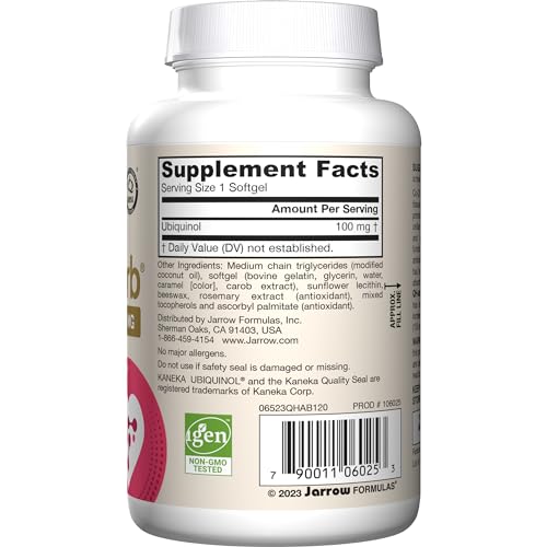 Jarrow Formulas® QH-Absorb®, 100 mg, Ubiquinol Dietary Supplement for Healthy Cardiovascular Function, 120 Softgels, 120 Day Supply - Nirvana Guru