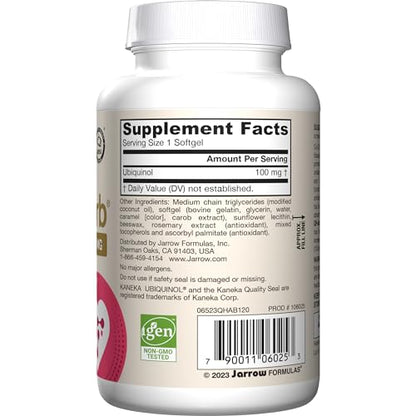 Jarrow Formulas® QH-Absorb®, 100 mg, Ubiquinol Dietary Supplement for Healthy Cardiovascular Function, 120 Softgels, 120 Day Supply - Nirvana Guru