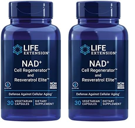 Life Extension NAD+ Cell Regenerator and Resveratrol Elite, NIAGEN nicotinamide riboside, Trans-resveratrol, quercetin, Fisetin, for Longevity, Energy, and oxidative Stress, 30 Vegetarian Capsule Nirvana Guru