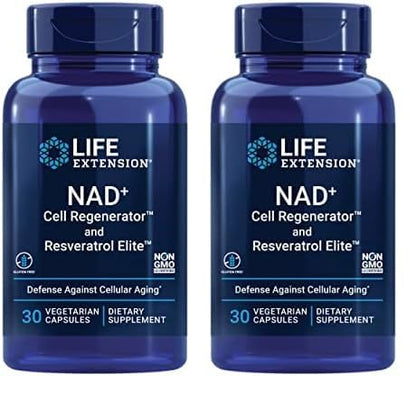 Life Extension NAD+ Cell Regenerator and Resveratrol Elite, NIAGEN nicotinamide riboside, Trans-resveratrol, quercetin, Fisetin, for Longevity, Energy, and oxidative Stress, 30 Vegetarian Capsule Nirvana Guru