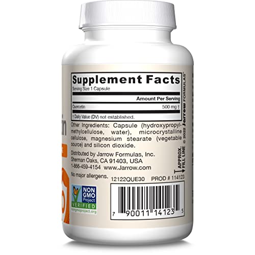 Jarrow Formulas Quercetin Supplements - 500 mg, Antioxidant Support for Cardiovascular and Immune Health, Supplement with 200 Veggie Capsules - Nirvana Guru