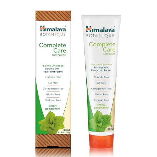 Himalaya Botanique Complete Care Toothpaste, Variety Pack - Fluoride Free Toothpaste for Clean Teeth & Fresh Breath - Vegan, Gluten Free, No Artificial Flavors, 5.29 oz (Pack of 4) - Nirvana Guru