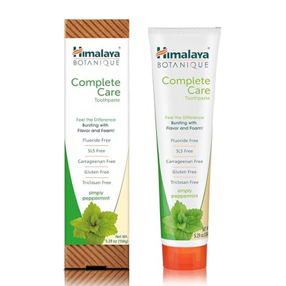 Himalaya Botanique Complete Care Toothpaste, Variety Pack - Fluoride Free Toothpaste for Clean Teeth & Fresh Breath - Vegan, Gluten Free, No Artificial Flavors, 5.29 oz (Pack of 4) - Nirvana Guru