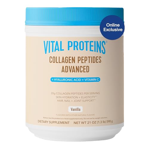Vital Proteins Collagen Peptides Powder Advanced with Hyaluronic Acid & Vitamin C, Collagen Supplements, Unflavored, 13 Servings - Nirvana Guru