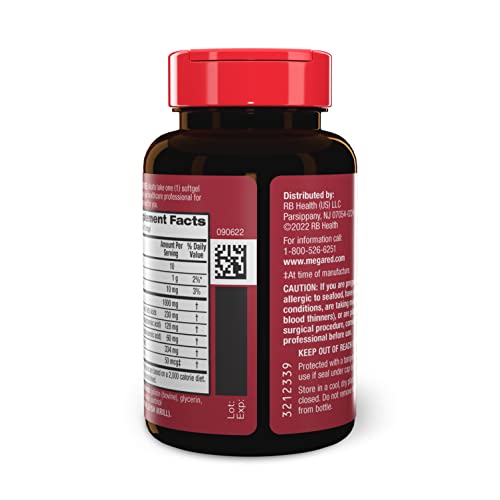 MegaRed - Omega-3 Krill Oil 350mg Softgels (130 Count in A Bottle), EPA & DHA Omega-3 Fatty Acids with No Fishy Aftertaste Unlike Fish Oil, Contains Antioxidant Astaxanthin - Nirvana Guru