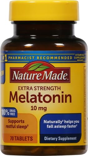 Nature Made Melatonin 10mg Maximum Strength Tablets, 100% Drug Free Sleep Aid for Adults, Melatonin for Adults, 70 Count, 70 Day Supply - Nirvana Guru