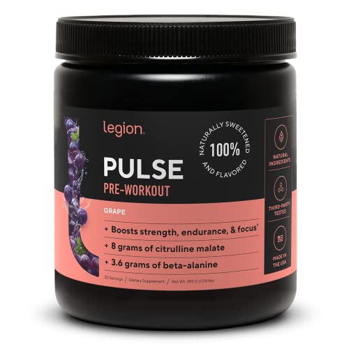 LEGION Pulse Pre Workout Supplement - All Natural Nitric Oxide Preworkout Drink to Boost Energy, Creatine Free, Naturally Sweetened, Beta Alanine, Citrulline, Alpha GPC (Fruit Punch) Nirvana Guru