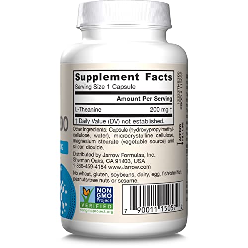 Jarrow Formulas Extra Strength Theanine 200 mg, Dietary Supplement That Promotes Relaxation, Amino Acid Supplement for Relaxation Support, 60 Veggie Capsules, 60 Day Supply - Nirvana Guru